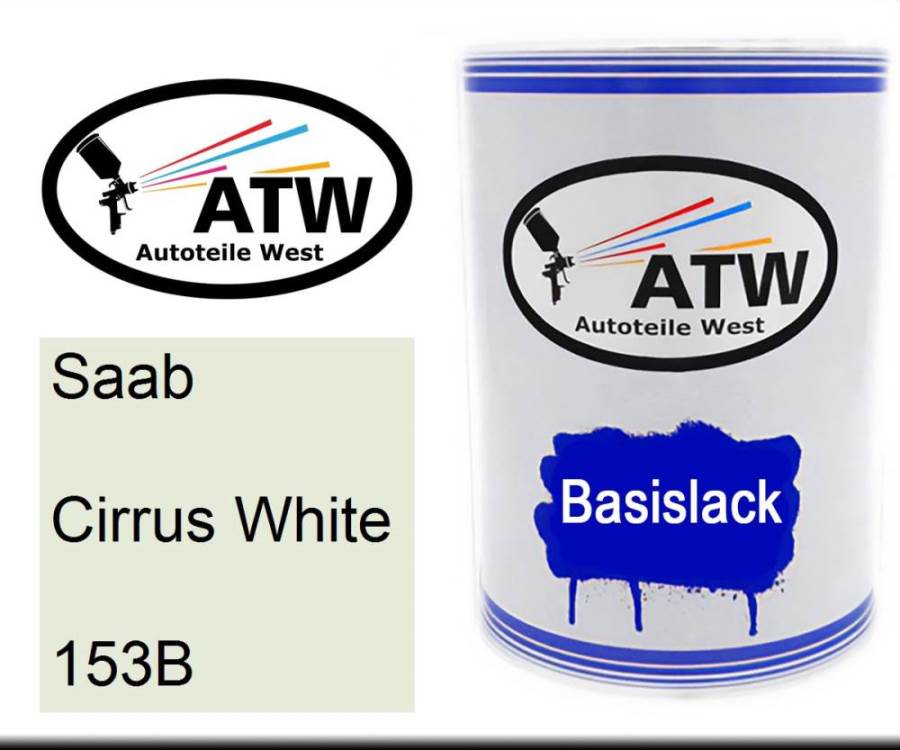 Saab, Cirrus White, 153B: 500ml Lackdose, von ATW Autoteile West.